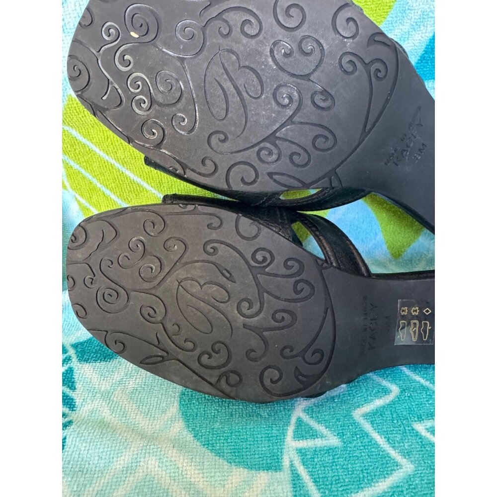 Brighton Kacey Interlock Leather Slide Sandals With Silver Accent  Black  Size 8 - Picture 8 of 10